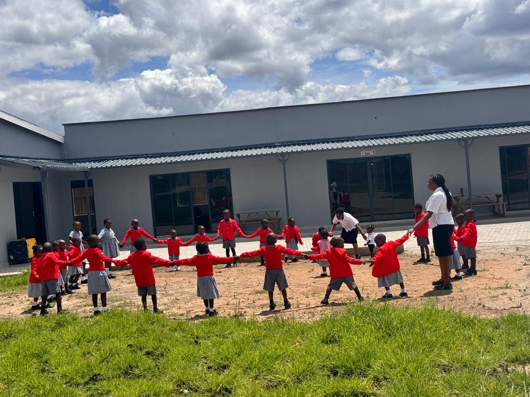 Primary school children participating in outdoor sports activities